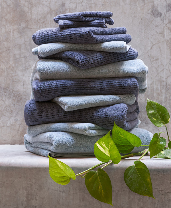 Ribbed Turkish Cotton Towels Midnight Tide