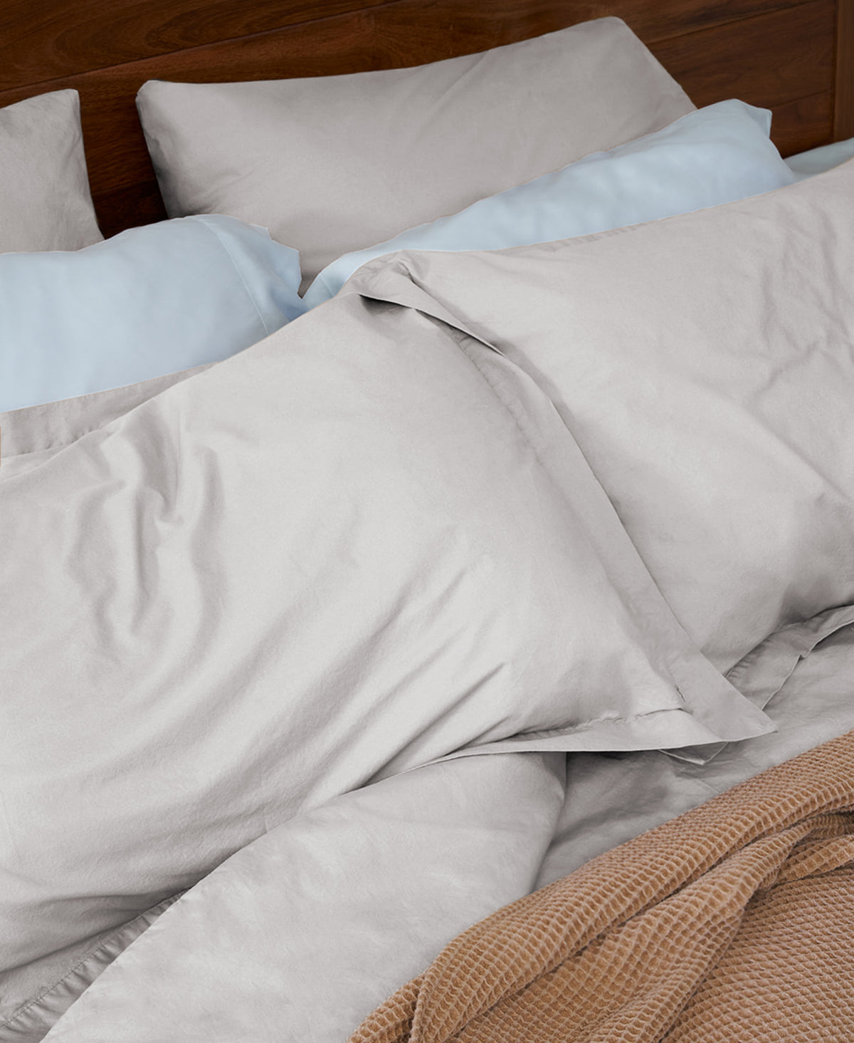 Organic Percale Duvet Cover Morning Fog