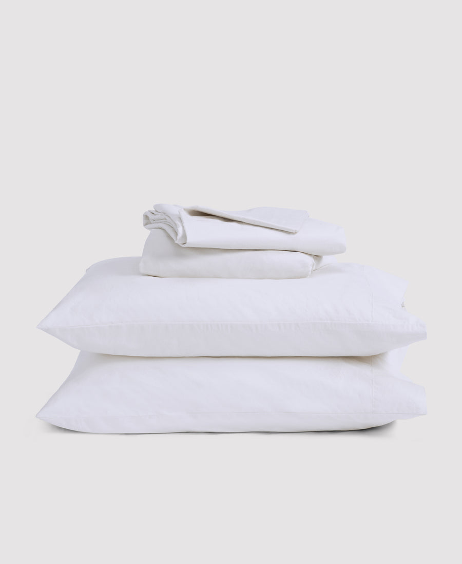Organic Pima Percale Sheet Set White